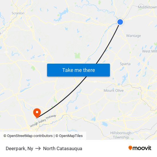 Deerpark, Ny to North Catasauqua map