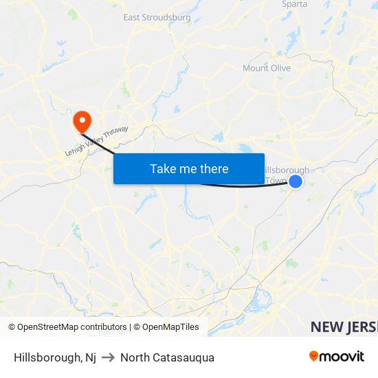 Hillsborough, Nj to North Catasauqua map