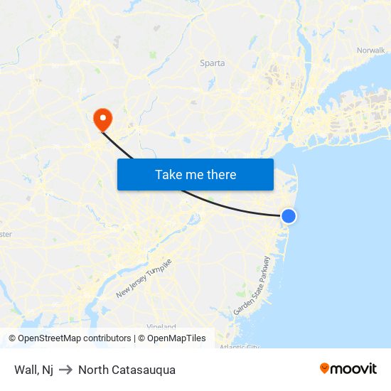 Wall, Nj to North Catasauqua map