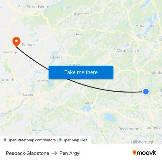 Peapack-Gladstone to Pen Argyl map