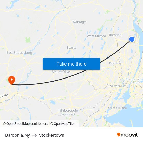 Bardonia, Ny to Stockertown map