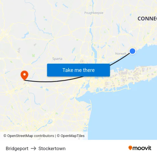 Bridgeport to Stockertown map