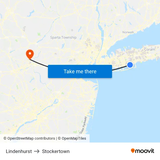 Lindenhurst to Stockertown map