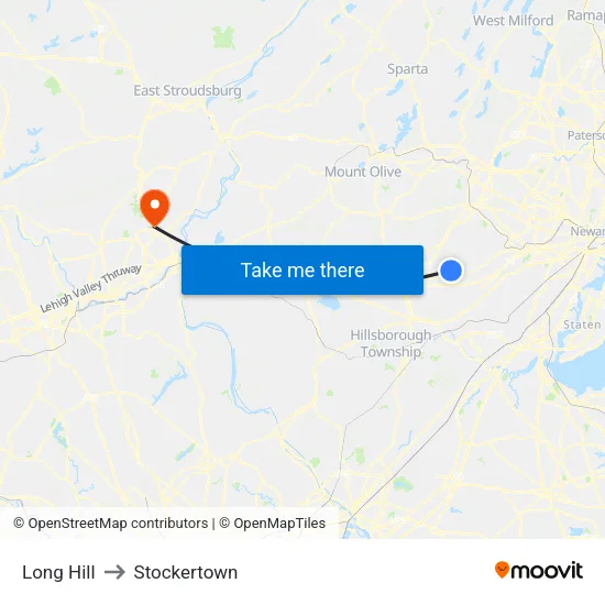 Long Hill to Stockertown map