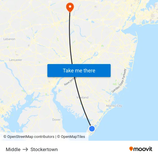 Middle to Stockertown map
