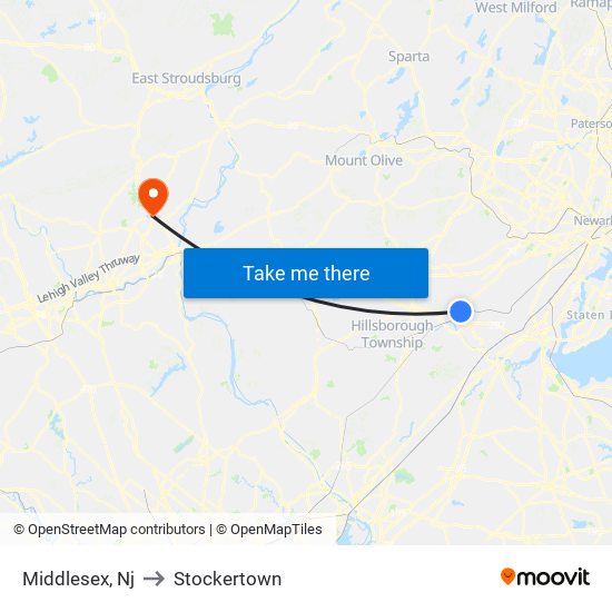 Middlesex, Nj to Stockertown map