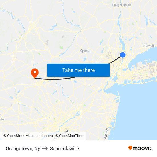 Orangetown, Ny to Schnecksville map