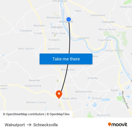 Walnutport to Schnecksville map