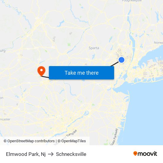 Elmwood Park, Nj to Schnecksville map