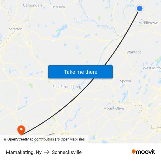 Mamakating, Ny to Schnecksville map