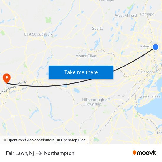 Fair Lawn, Nj to Northampton map