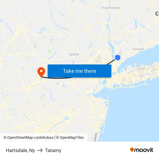 Hartsdale, Ny to Tatamy map