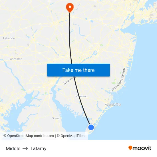 Middle to Tatamy map