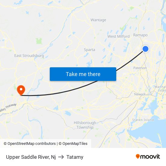 Upper Saddle River, Nj to Tatamy map