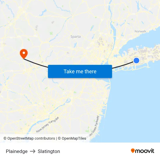 Plainedge to Slatington map