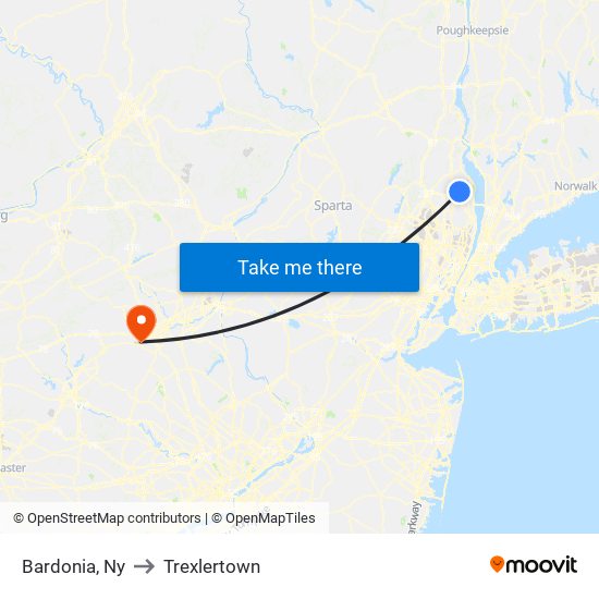 Bardonia, Ny to Trexlertown map