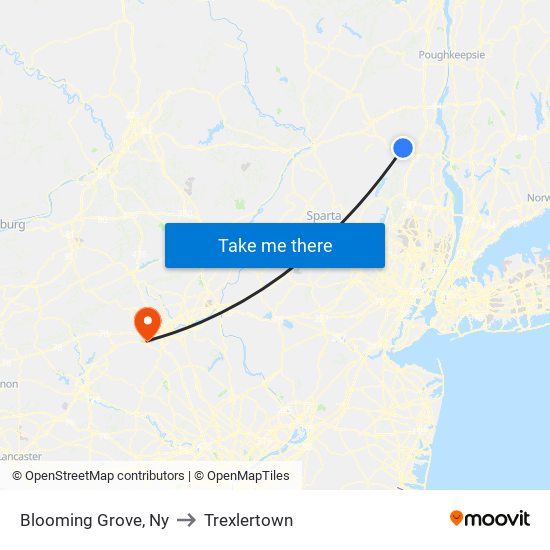 Blooming Grove, Ny to Trexlertown map