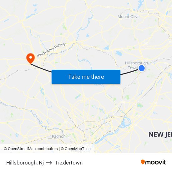 Hillsborough, Nj to Trexlertown map