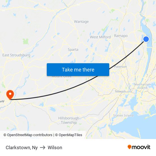 Clarkstown, Ny to Wilson map