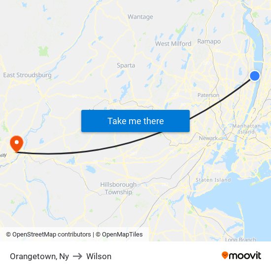 Orangetown, Ny to Wilson map