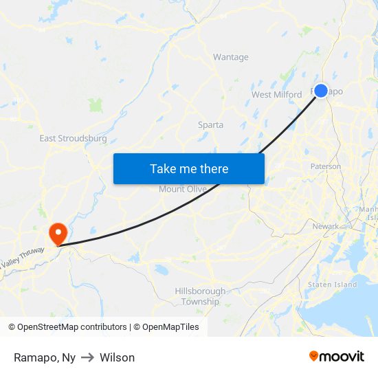 Ramapo, Ny to Wilson map