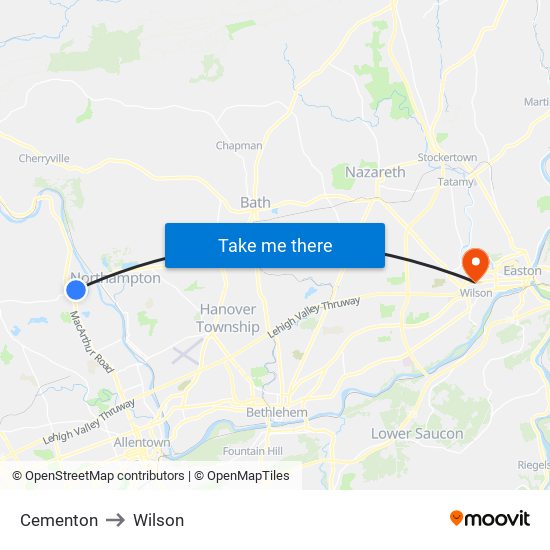 Cementon to Wilson map