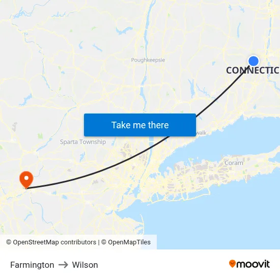Farmington to Wilson map