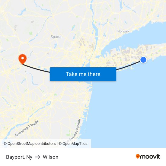 Bayport, Ny to Wilson map