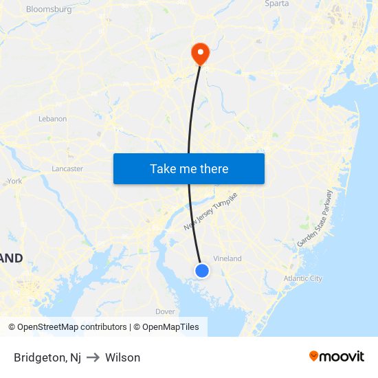 Bridgeton, Nj to Wilson map