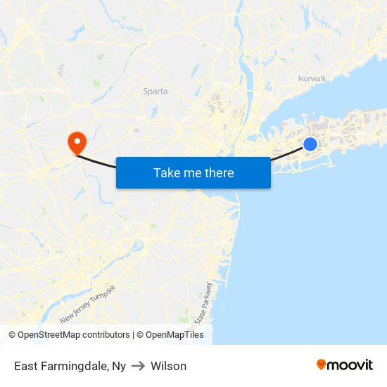 East Farmingdale, Ny to Wilson map