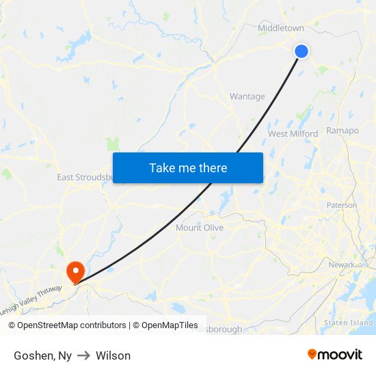 Goshen, Ny to Wilson map