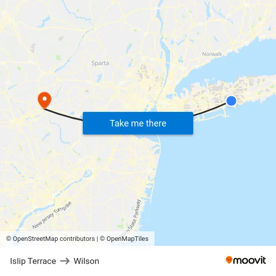 Islip Terrace to Wilson map