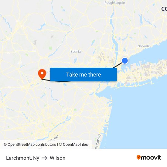 Larchmont, Ny to Wilson map