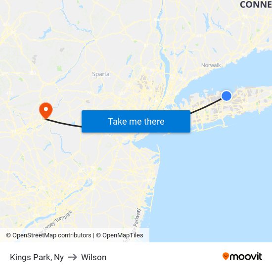 Kings Park, Ny to Wilson map