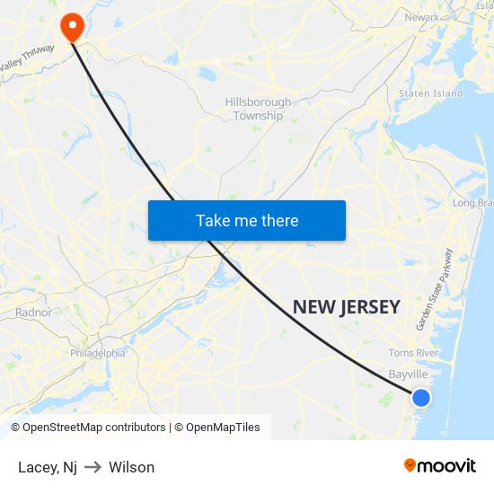 Lacey, Nj to Wilson map