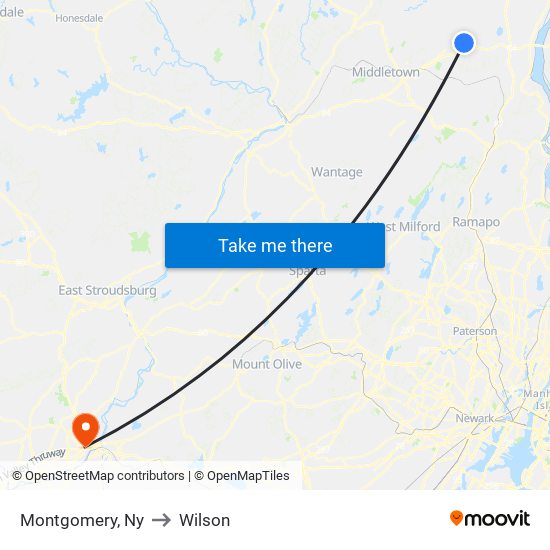 Montgomery, Ny to Wilson map