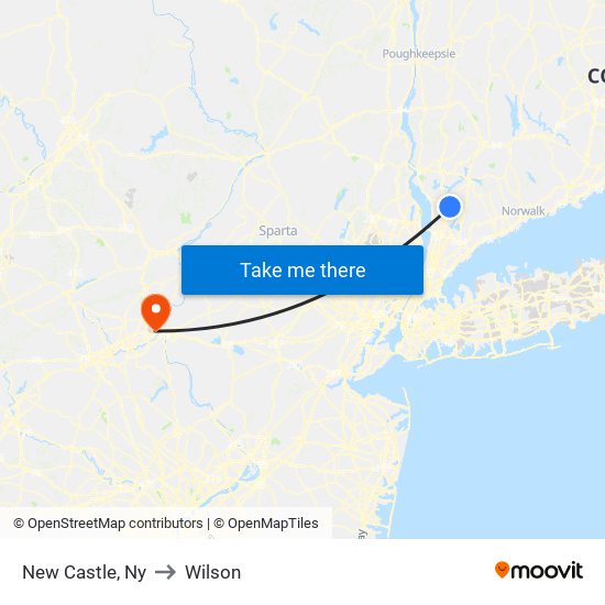 New Castle, Ny to Wilson map