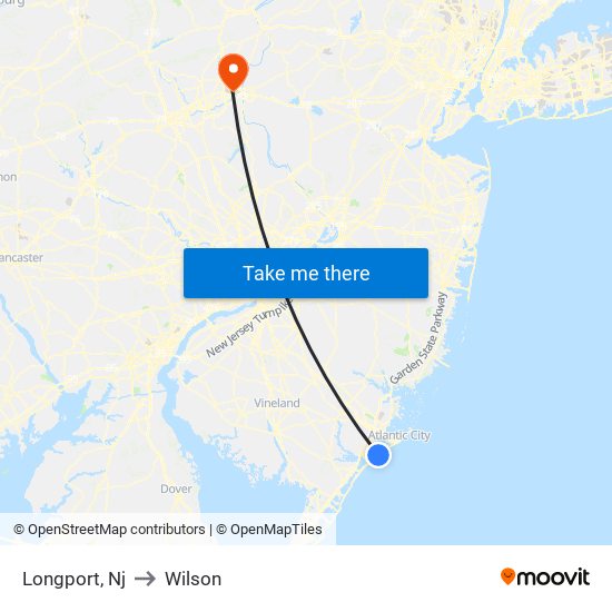 Longport, Nj to Wilson map