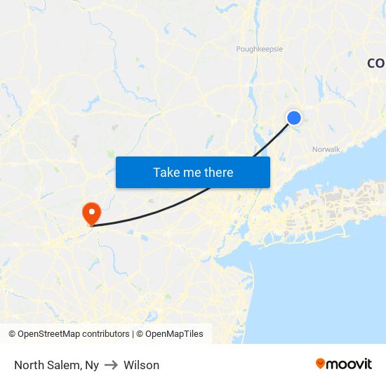 North Salem, Ny to Wilson map