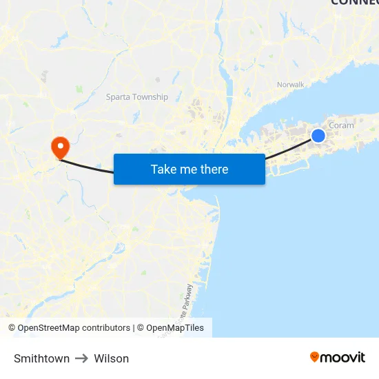 Smithtown to Wilson map