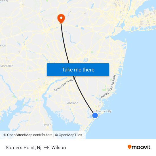 Somers Point, Nj to Wilson map