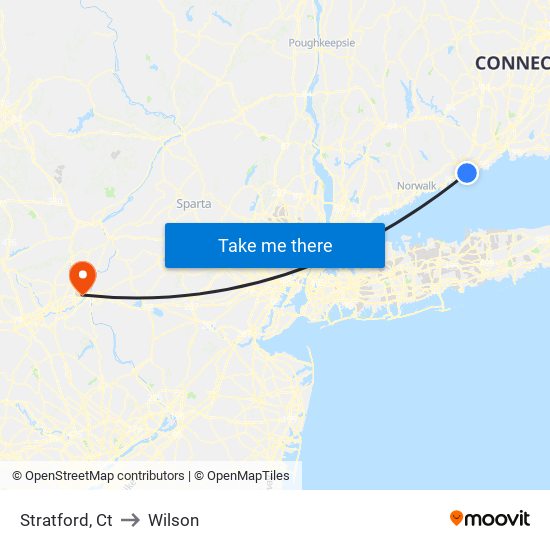 Stratford, Ct to Wilson map