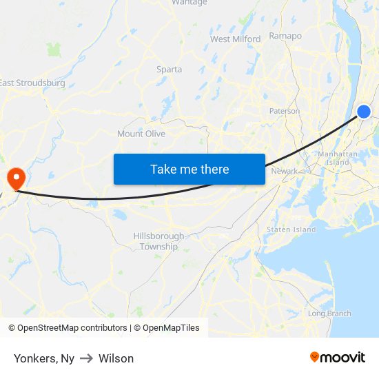 Yonkers, Ny to Wilson map