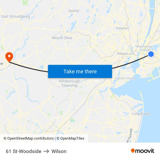 61 St-Woodside to Wilson map