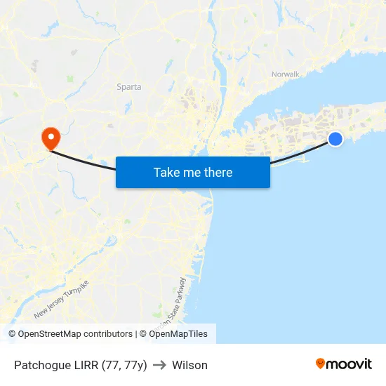 Patchogue LIRR (77, 77y) to Wilson map