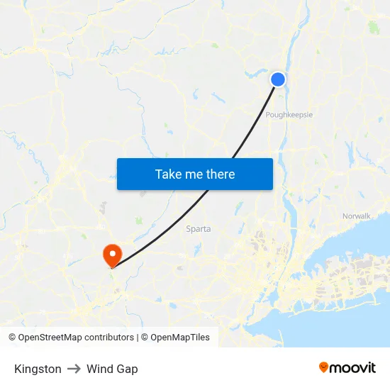 Kingston to Wind Gap map