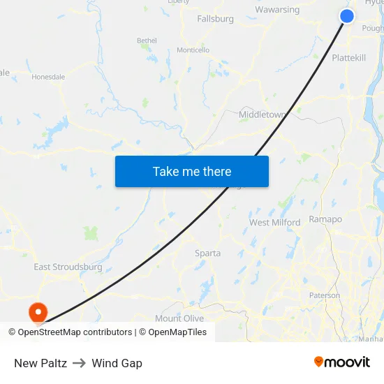 New Paltz to Wind Gap map