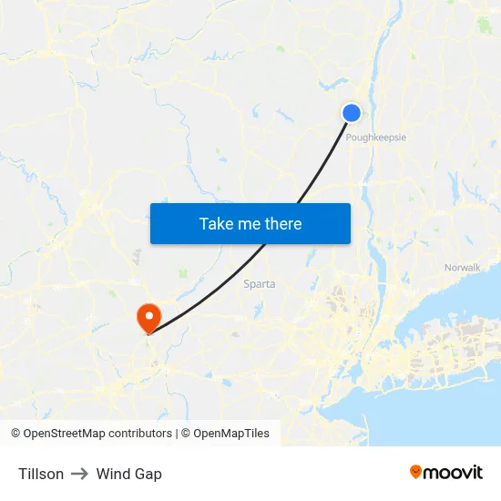 Tillson to Wind Gap map