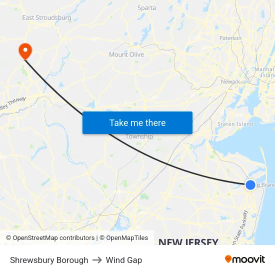 Shrewsbury Borough to Wind Gap map