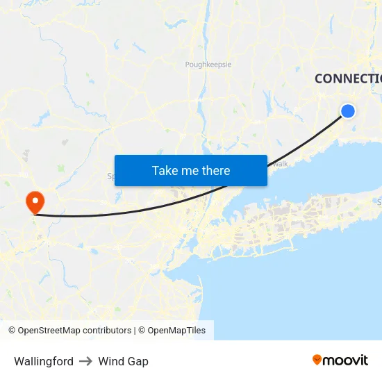 Wallingford to Wind Gap map